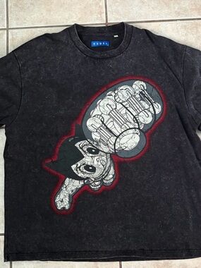 Black Graphic Crewneck Sweatshirt with Large Astro Boy Patch